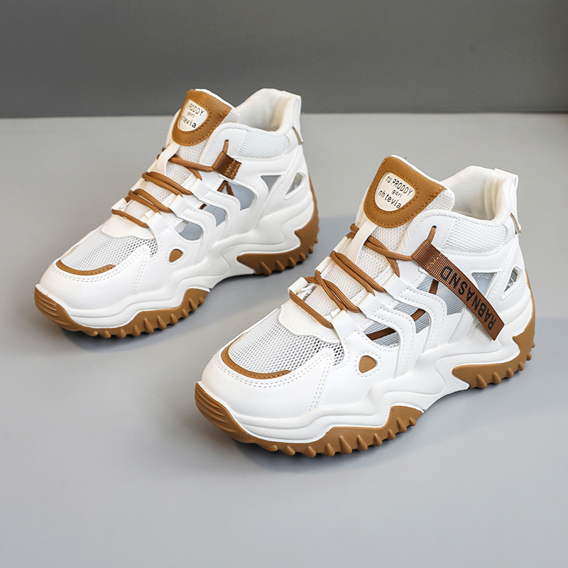 Ddmysports New Spring Summer Ollow Dad Korean Edition Trendy Women S Thick Sole Elevated Breathable Shoes OUTDOOR