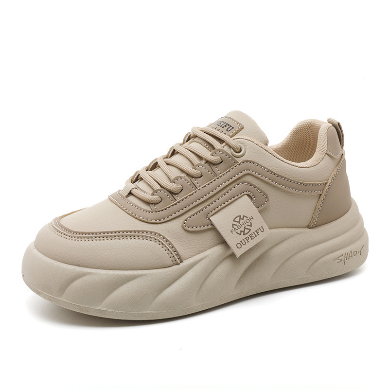 Ddmysports XFC New Leather Colored Women S Casual Board Thick Sole Eightening Student Trend Round Ead Korean Edition Little White Shoes OUTDOOR