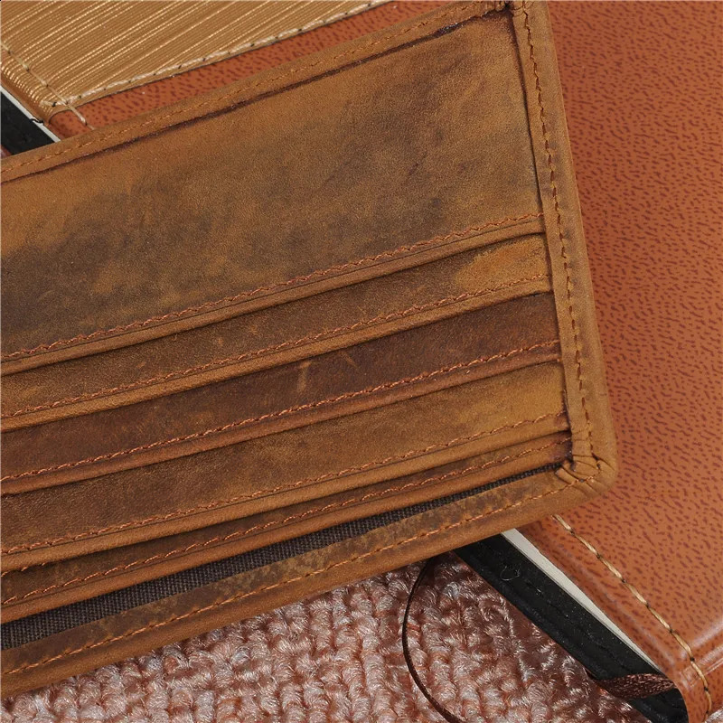 Genuine Leather Wallet for Men Bifold Mini Money Bags Short Purse Credit Card Holder Cash Coin Pocket Male Solid Standard Wallet 240828