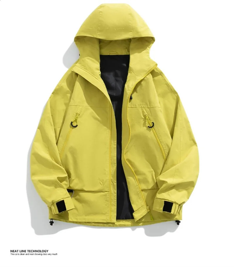 Spring and Autumn casual jacket mens outdoor camping waterproof windproof hooded 240827