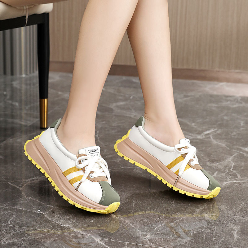 Ddmysports BR New Spring And Summer White Breathable Thick Sole Casual Sports Women S Shoes Height Increasing Round Toe OUTDOOR