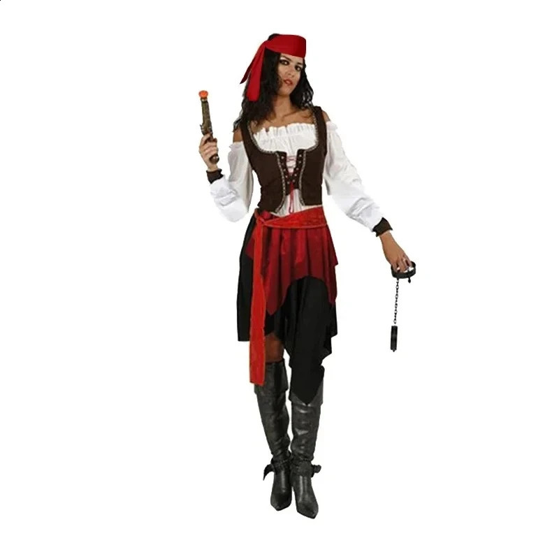 Captain Jack Sparrow costume adult female pirate Caribbean pirate cosplay female carnival Halloween sexy cosplay set 240828