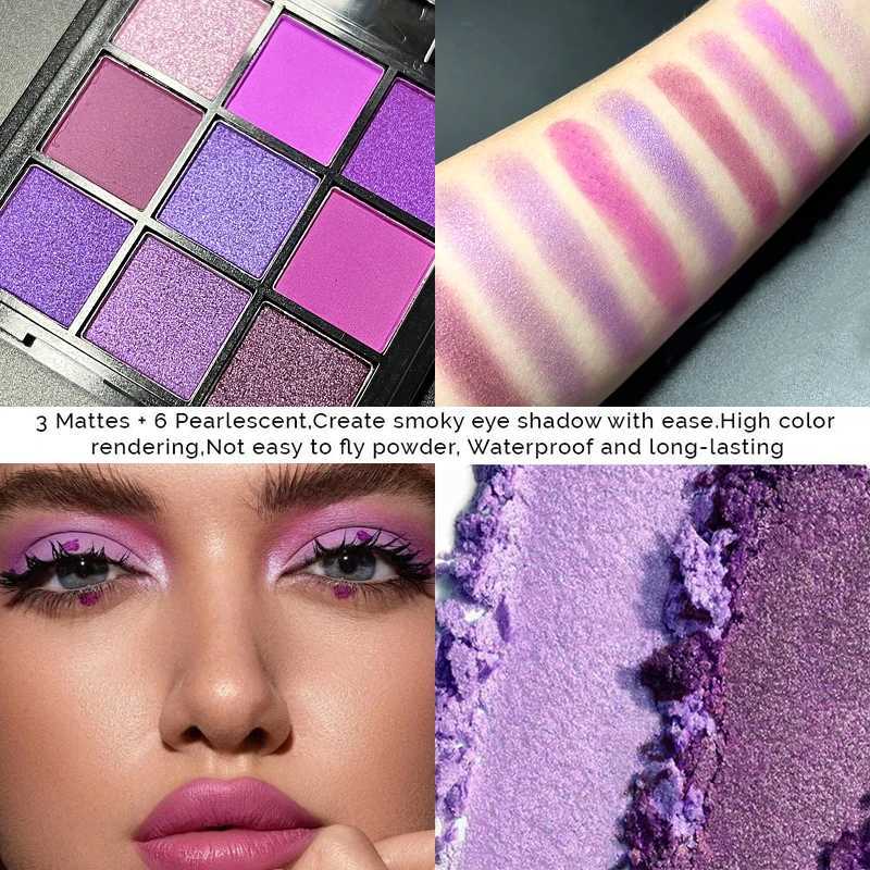 9 Color Eyeshadow Palette Matte Shimmer Glitter Purple Gray Smoky Style Cosplay Music Festival Makeup for a Glamorous LookXJ241230