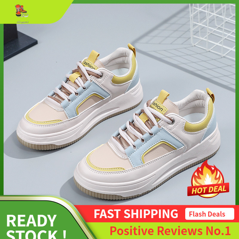 Ddmysports JF New Color Blocked Casual Spring And Summer Height Increasing Wear Resistant Versatile Board Shoes For Women S Sports OUTDOOR