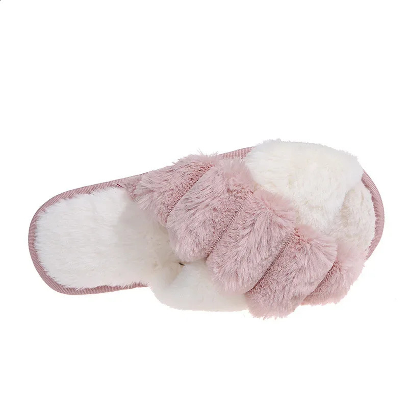 Womens Slippers Winter Home Fur Slippers Fluffy Artificial Fur Indoor Cotton Slippers Floor Womens Slippers 240827