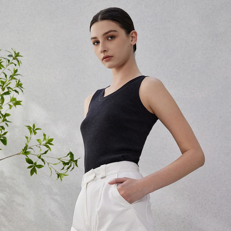 BC65 Womens Clothing Tshirt Shirt Knitted Tank Top High Quality Silk Cotton Dress Sleeveless 240827