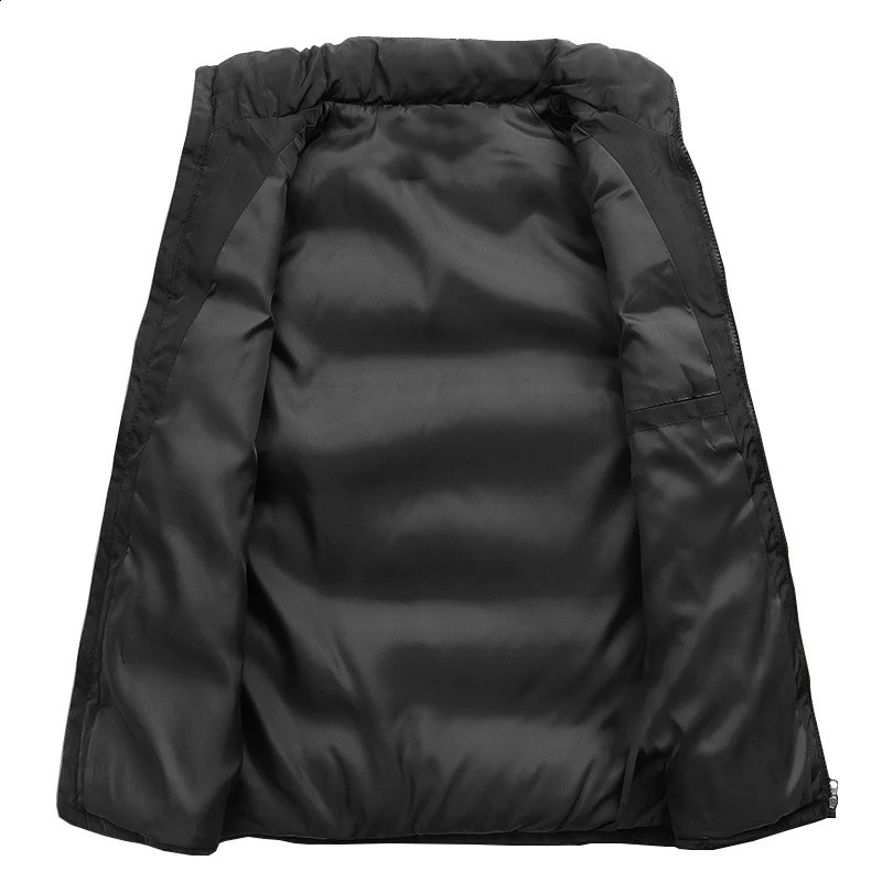 Mens sleeveless zipper vest for autumn and winter warmth standing collar oversized inflatable 240827