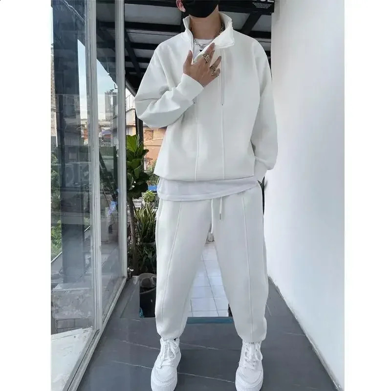 Mens 2-piece Hip Hop Mens Sportswear Fashion Clothing Solid Color Sportswear Running Clothing Mens Running Clothing 240827