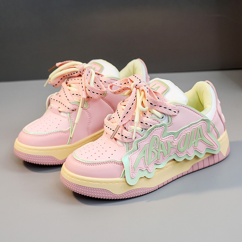 Ddmysports ZY New Colored Women S Spring And Autumn Korean Edition Breathable Letter Board Elevated Thick Sole Casual Versatile Shoes OUTDOOR