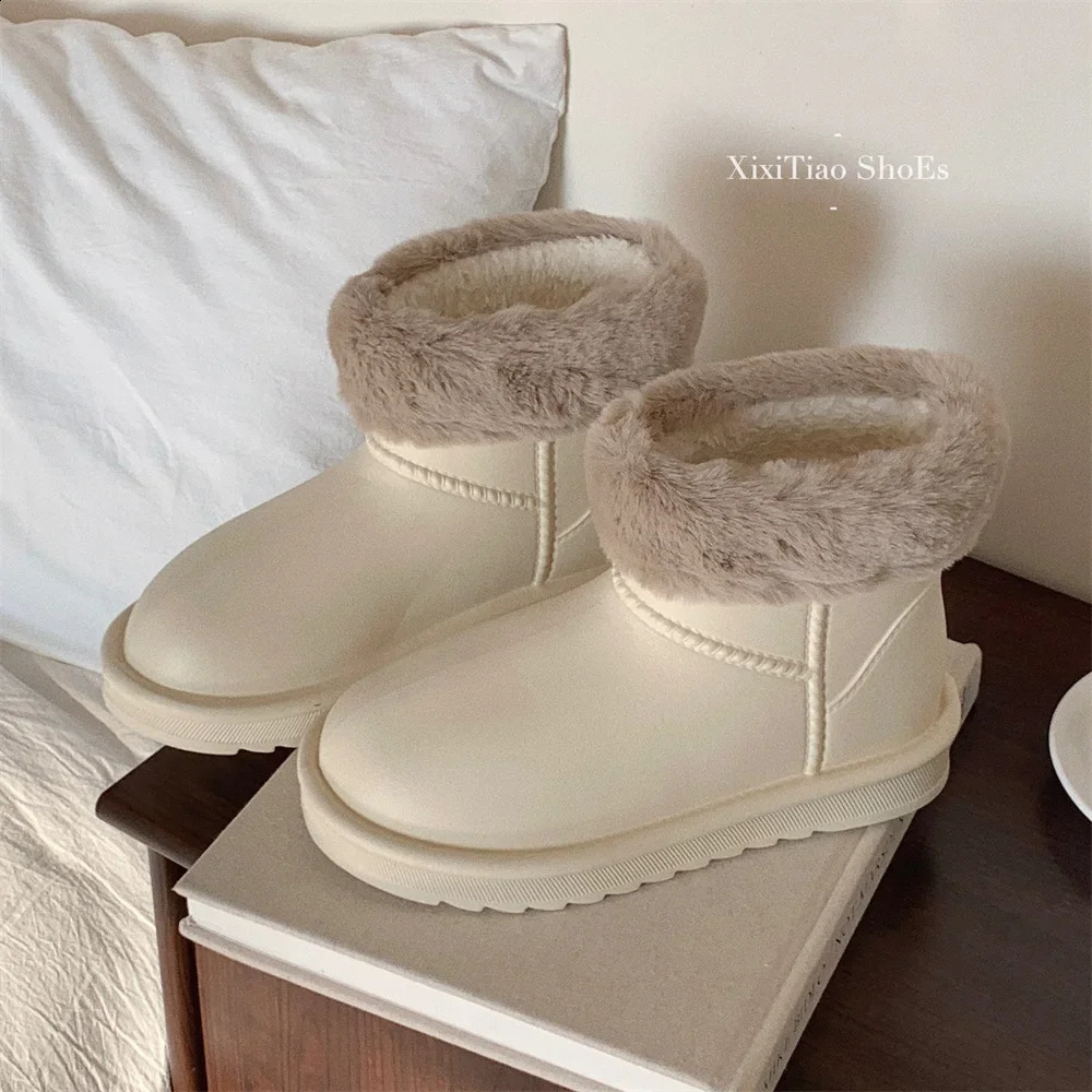 Autumn and winter fashion padded warm snow girls simple solid color system EVA waterproof outdoor cotton boots ladies 240828