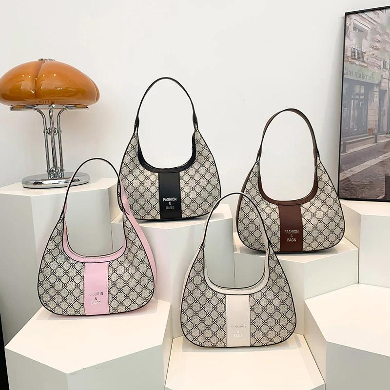 Totes Small Splicing PU Leather Vintage LettersWomen Sier Handbags And Purses 2024 Female Crossbody Bags Trend Shoulder