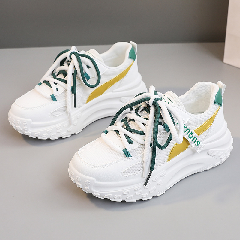Ddmysports K New Dad For Women Spring Summer Increase In Eight Breathable Thick Sole Mesh Versatile And Durable Small White Shoes OUTDOOR