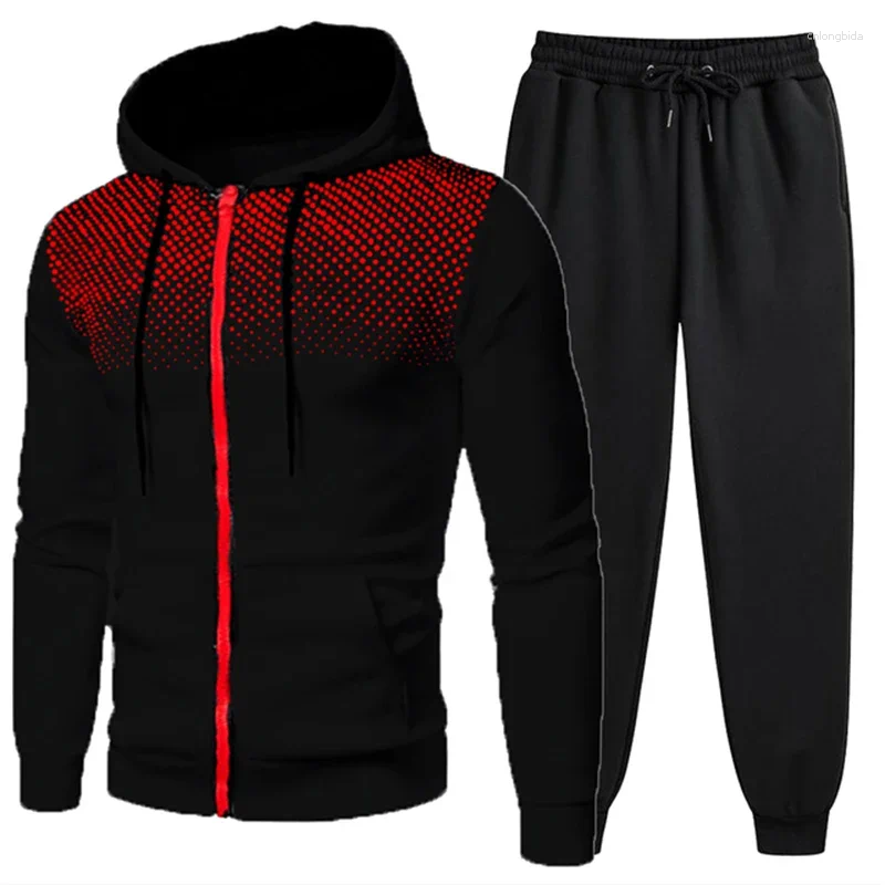 Mens Tracksuits 2024 Mens Clothing Men Sets Hoodie Set Zipper Sweatshirt Casual Sport Sweatpants Man Sweat Suit Running