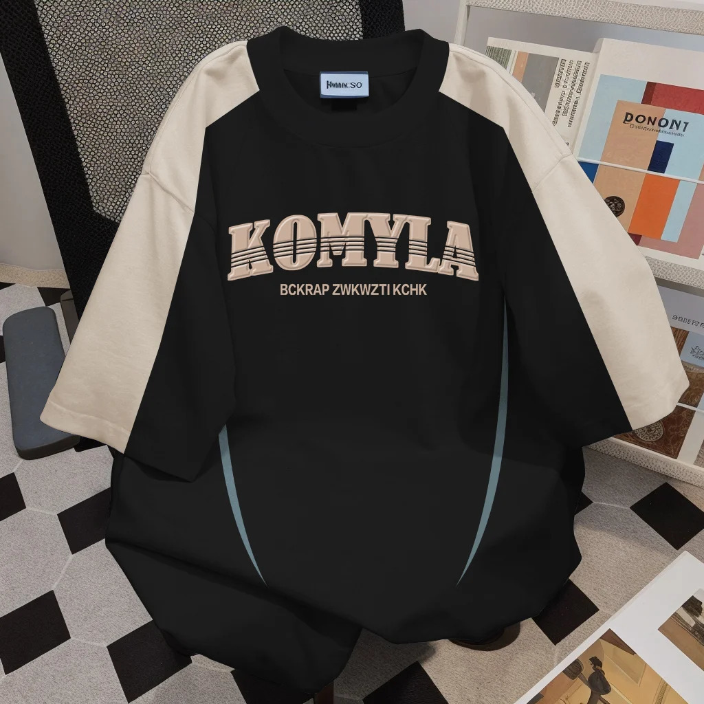 Summer Street Fashion Hip Hop Personalized Letter Printing Round Collar Short Sleeve American Loose Casual Tshirt Top y2k 240828