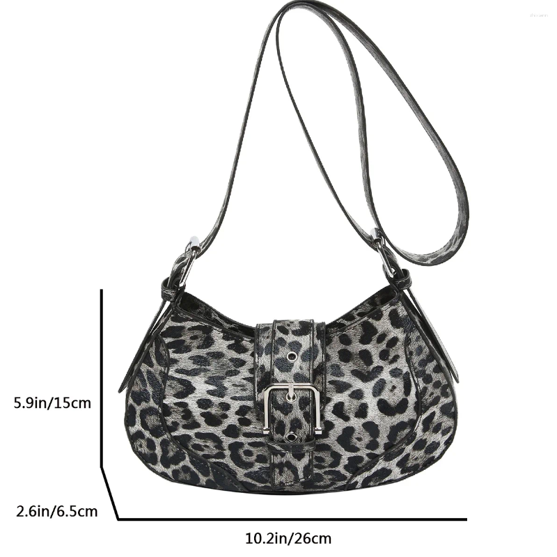 Free Shipping Shoulder Bags Retro Women Underarm Bag For Wide Strap Handbags Fashion Half Moon Pu Leather Crossbody Female Leopard Designer Bag Luxury