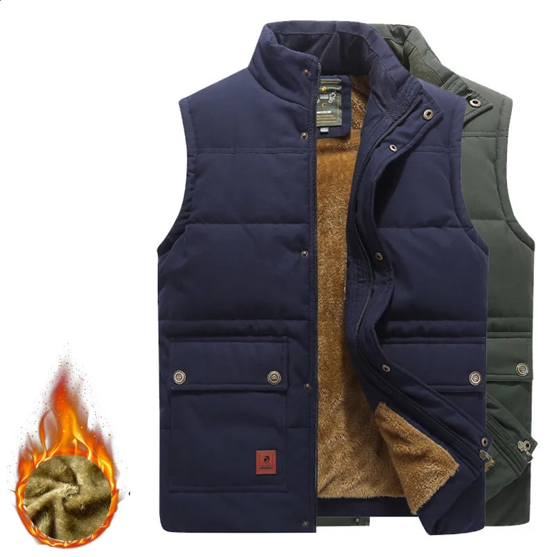 8XL Plus size winter vest jacket mens warm wool sleeveless fur fashion clothing 240827