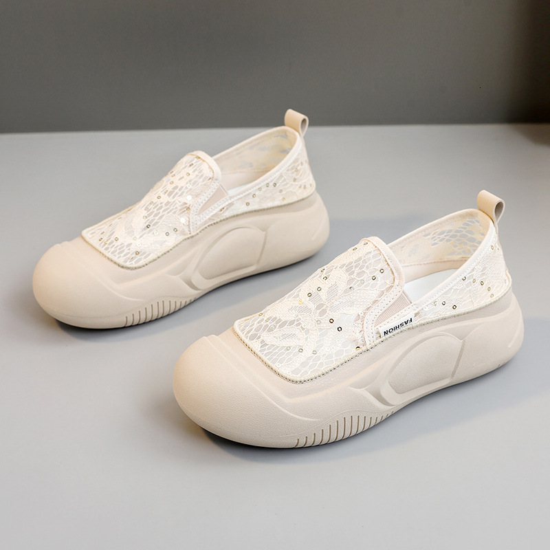 Ddmysports ZYXFL New Small White Women S Ollow Breathable Board Summer Thick Sole Elevated Mesh Shoes OUTDOOR