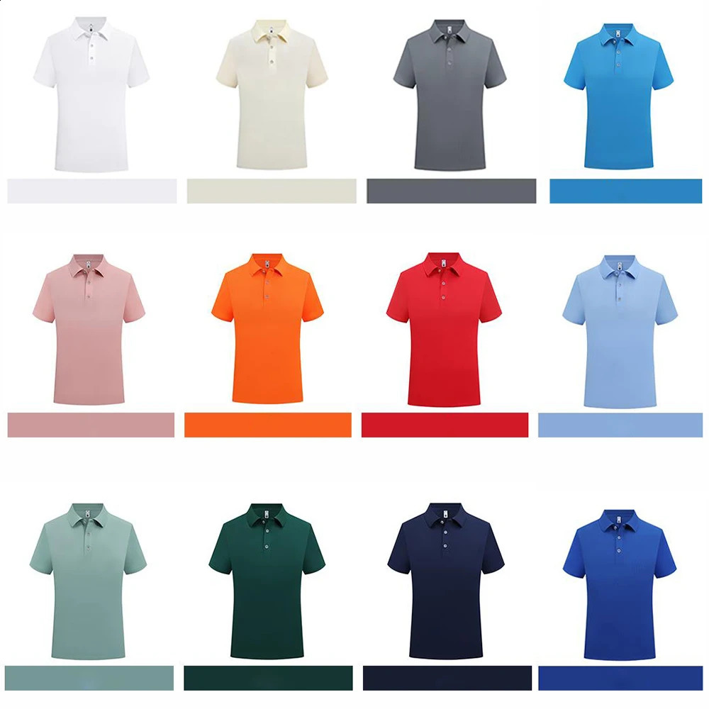 Mens breathable formal collar Tshirt bulk wholesale pure white uniform mens polo shirt casual Camisa Para Hombre 240828