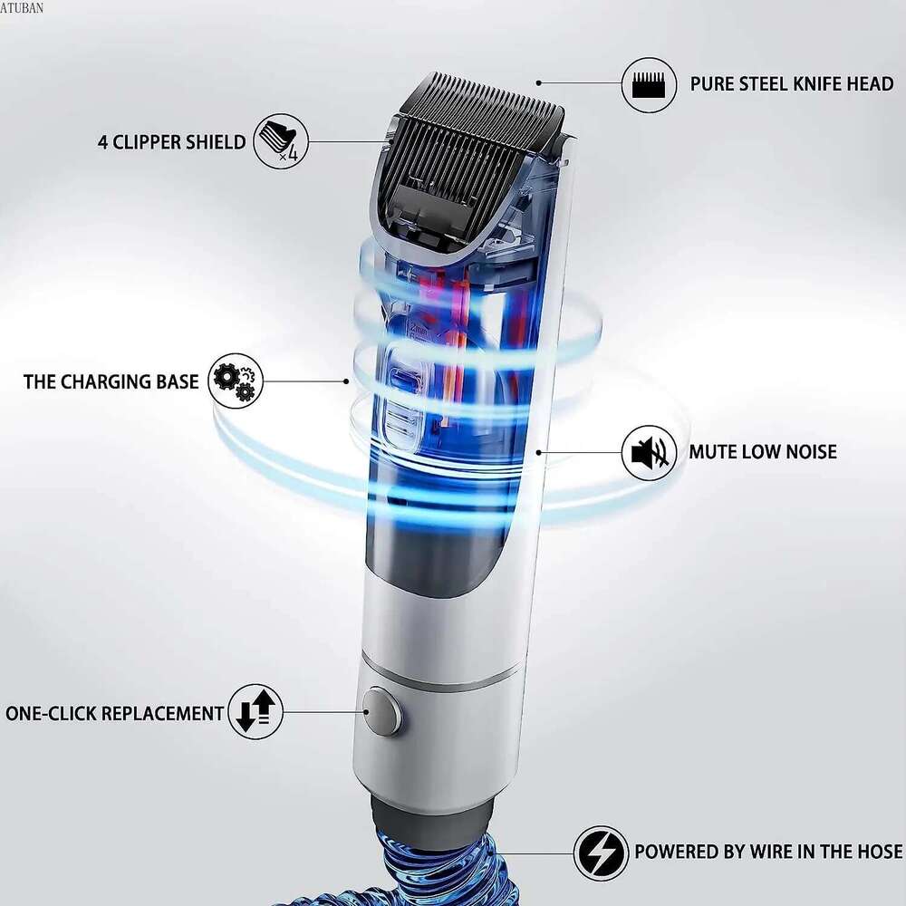 Vacuum Dog Grooming Clippers Remover with Powerful 2.3L Large Suction & Low Noise Pet Hair Clipper Kit