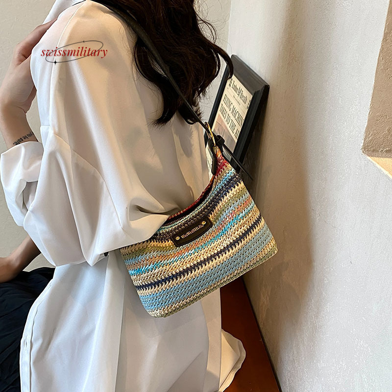 Summer niche design underarm for women's 2024 new fashionable portable grass woven versatile single shoulder crossbody bag #32