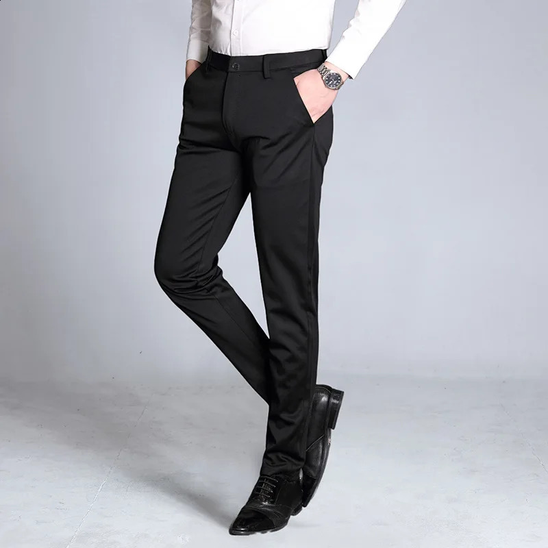 Extra Long Dress Pants For Tall Men Business Plus Size 44 Formal Straight Black Loose Dark Blue Office Work Male Trousers 240827