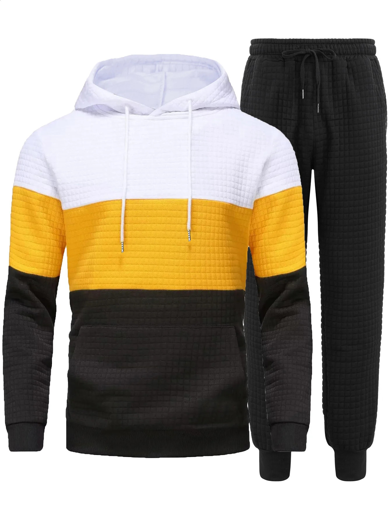 Mens sportswear color twopiece set jogging daily sports pants casual hoodie competition 240827