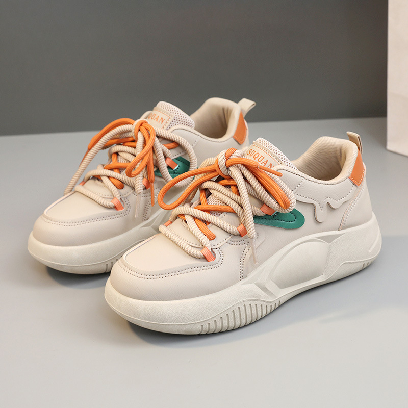 Ddmysports K New Women S Color Block Autumn Increase Thick Sole Cross Tie Casual Board Shoes Student Fashion OUTDOOR