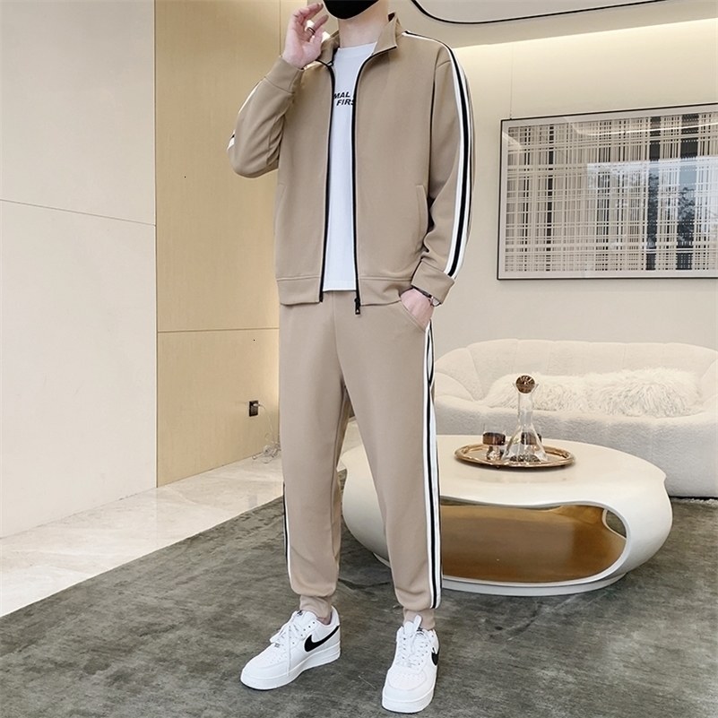 Mens sportswear spring and autumn Korean sportswear trend handmade casual two-piece set of sportswear 240827