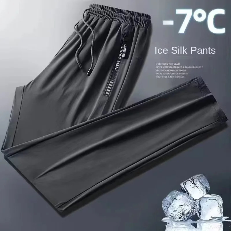 Autumn mens high stretch sports jogging pants ironless fast drying fashionable classic cool straight leg casual clothing 240828