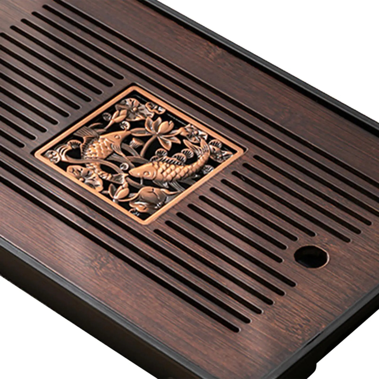 Bamboo tea tray with water storage simple tea set accessories Kung Fu tea table home office drainage 240828
