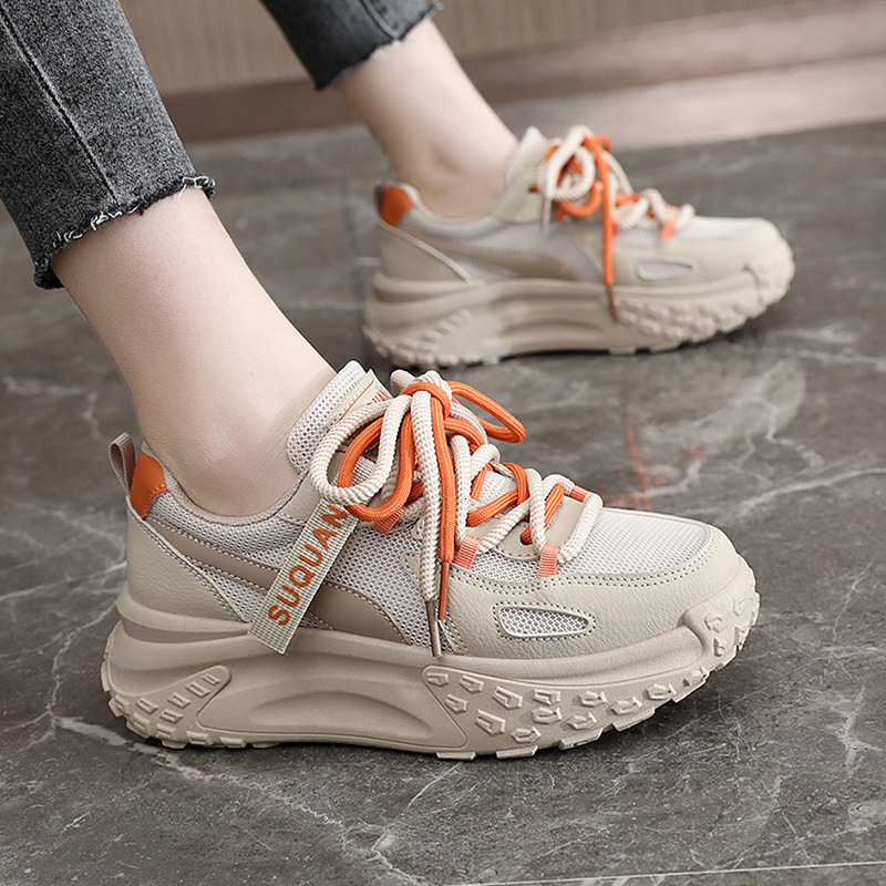Ddmysports K New Dad For Women Spring Summer Increase In Eight Breathable Thick Sole Mesh Versatile And Durable Small White Shoes OUTDOOR