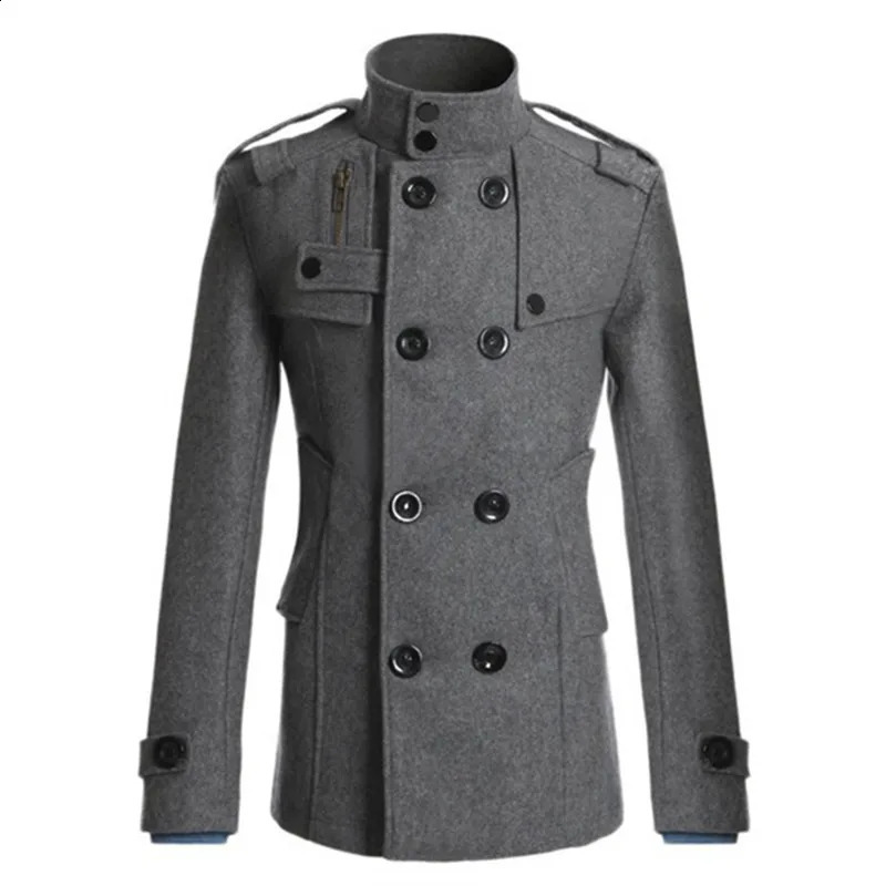 mens wool coat long windproof casual clothing 240827