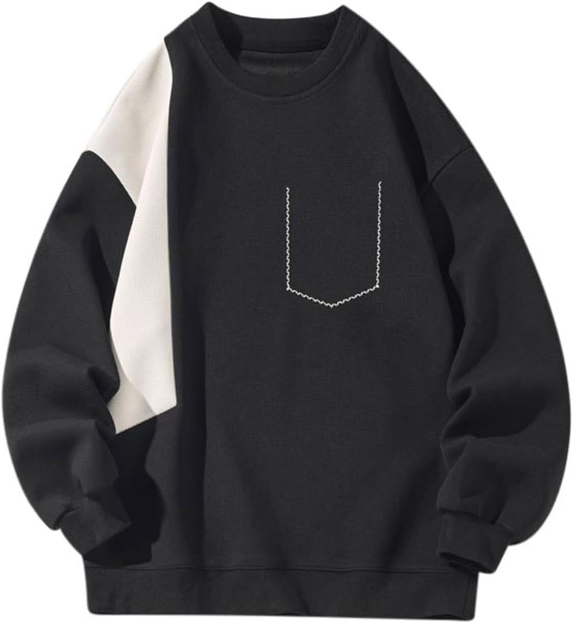 Long Sleeve Shirts For Men Sweatshirt Vintage College Sweatshirts Fall Winter Round Neck Color Block Pullover Streetwear Casual Tops Clothes Free ship