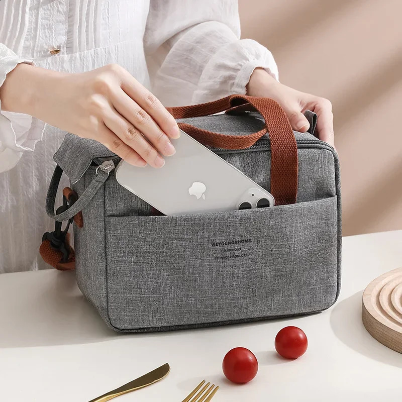 DHlanhai Portable Bag for OL Women Thermal Insulated Lunch Box Tote Cooler Handbag Waterproof Bento Pouch Office Food Shoulder Bags 240828