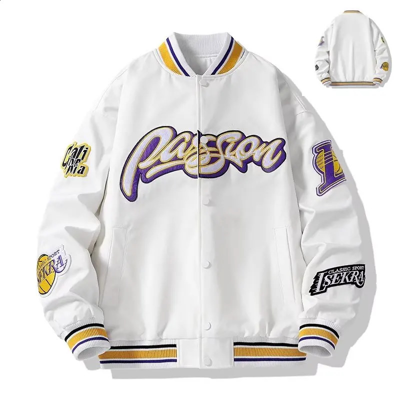 Hip Hop Jacket Mens AutumnWinter Street Clothing Baseball Uniform Retro Couple Casual Fashion Top 240827