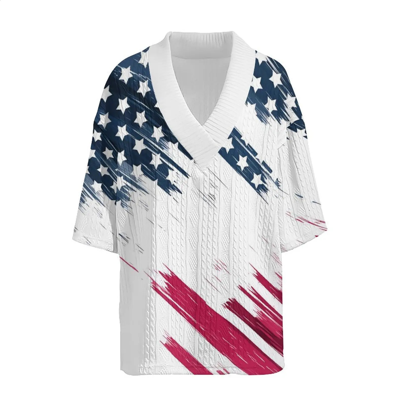 Mens Independence Day 3D Printing Heavy Duty Workday Momato Casual Sportswear Vneck Two Piece Set 240827