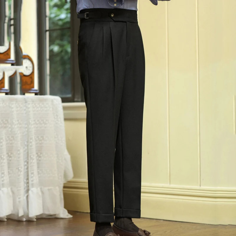 Italian retro mens business dress pants high waisted straight pants mens office mens casual pants Naples casual pants 240828