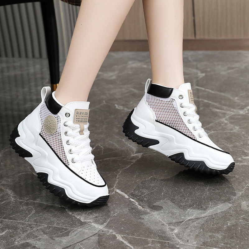 Ddmysports Z New For Women Summer Breathable Igh Top Mesh Thick Bottom Eight Increase Classic White Sports Shoes OUTDOOR