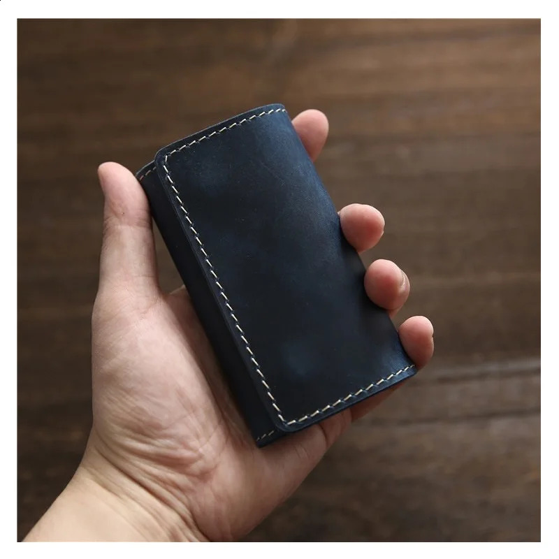 100% Genuine Leather Men Key Wallets Multifunctional Men Key Holder Car Key Pouch Retro Card Holder 240828