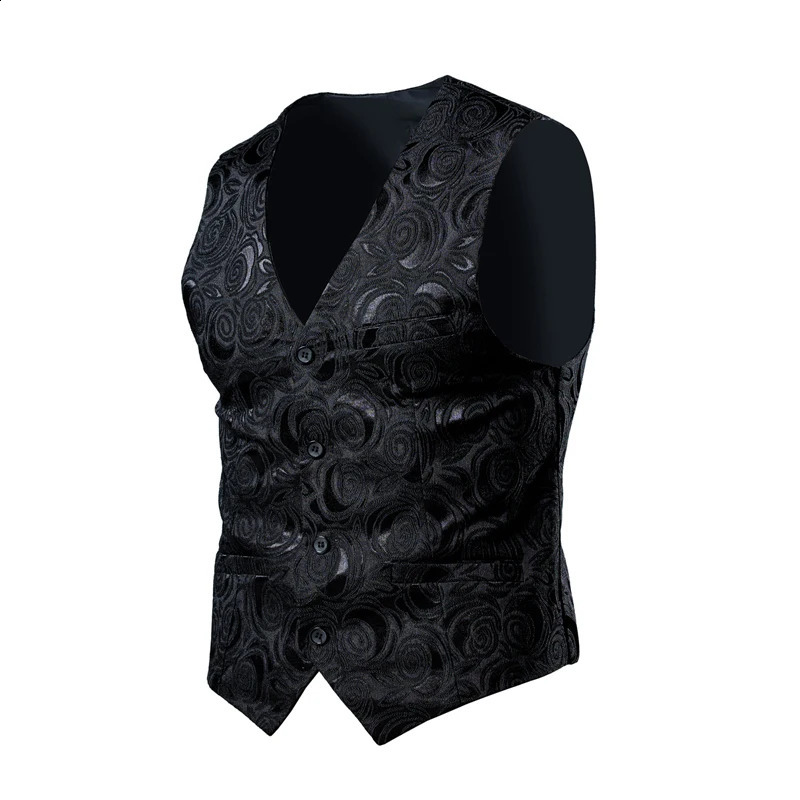 y Business Jacquard Set Vest Mens Slim Fit Top Black and White Wedding Social Ball Dress Size 6XL 7XL 8XL 240827