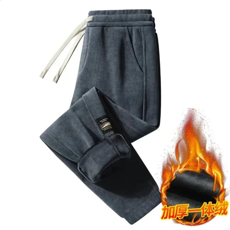 Corduroy mens thick casual pants outdoor warm and fashionable elastic sports pants comfortable leggings for runners sports pants 240828