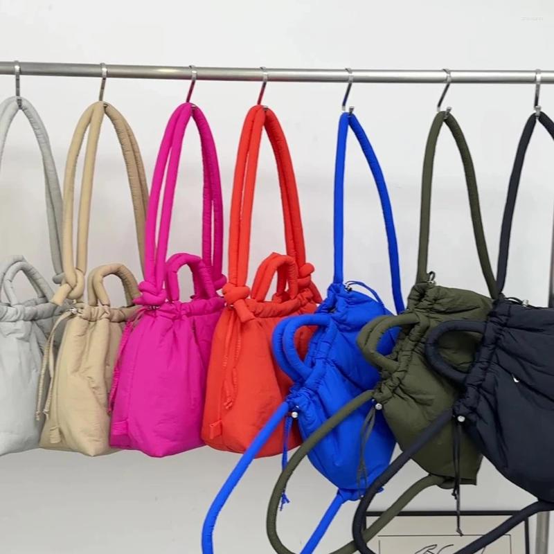 Free Shipping Shoulder Bags Korea Solid Bag Nylon Knotted Strap Filled Cotton Tote Backpack Casual Large Capacity Portable Designer Bag Luxury Bag Tot