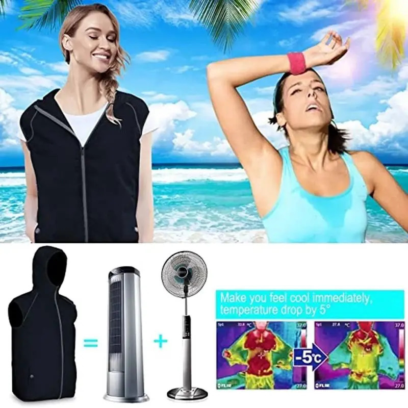 Summer sports fan air conditioning cool mens travel ultra light outdoor vest jacket sun windproof fishing worker 240827