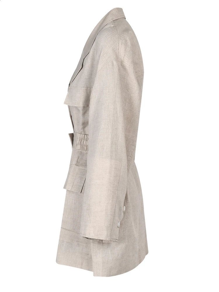 Womens double chest plus size long jacket lapel sleeved loose fashionable trend for spring and summer 1X50104 240827