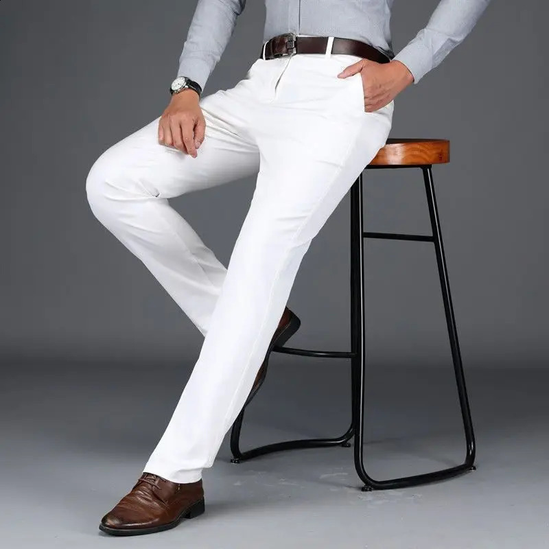 British style mens highquality casual dress pants design ultrathin Trouser formal office social wedding S10 240827