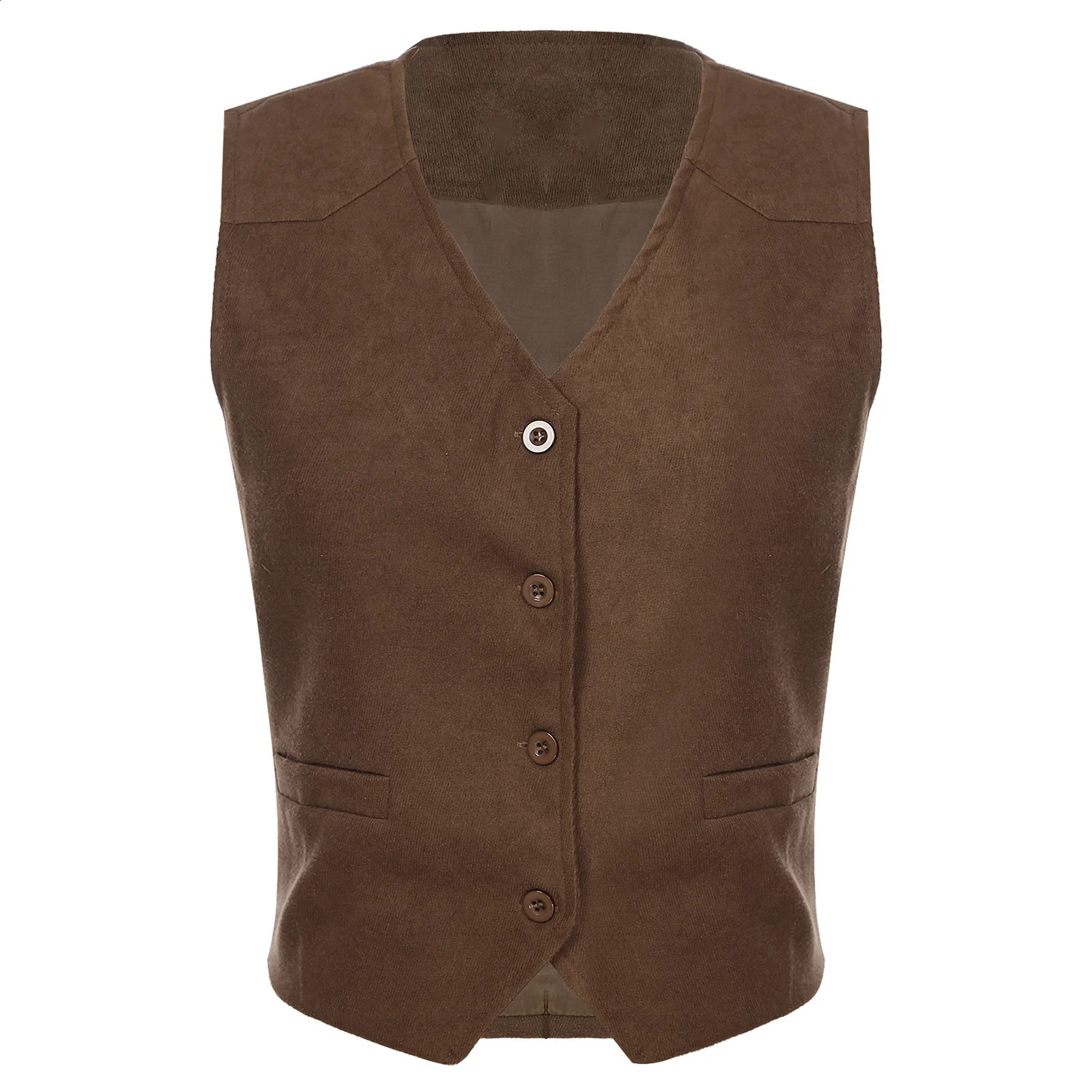 OL Womens Retro Waist Button Bottom V-neck Sleeveless Jacket Vest Office Womens Commuting Work Clothes Party Club Clothes 240828