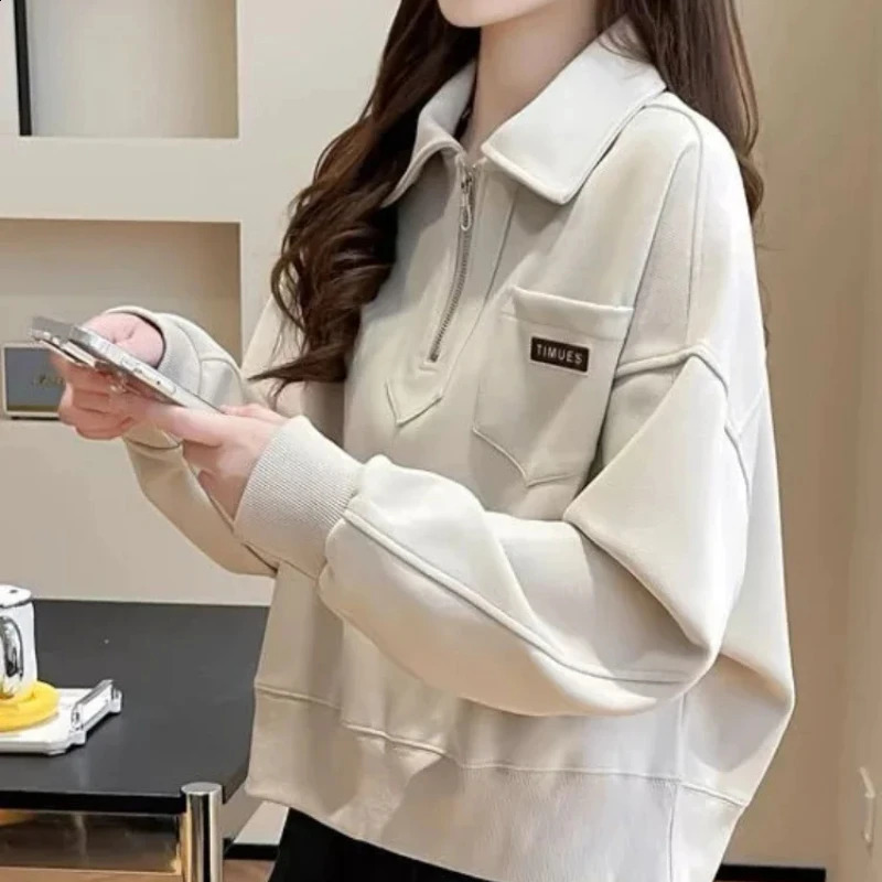Cotton Zipper Cut Womens Top Full Zipper Y 2k Retro Sportswear M Long Sleeve Coat Xxl Womens Sportswear 240827