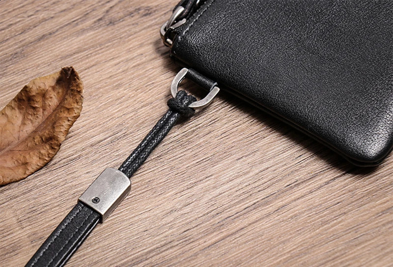 GURO Mens Genuine Leather Long Wallet Natural Cowhide Clutch Bag Simplicity Slim Zipper Card Clip Coin Purse Mobile Phone Bags 240828