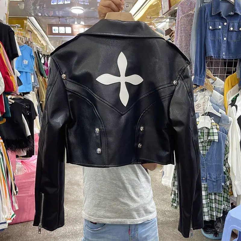 Spring/Autumn Leather Jacket Womens Short Fashion Motorcycle Coat Ultra Thin 240827