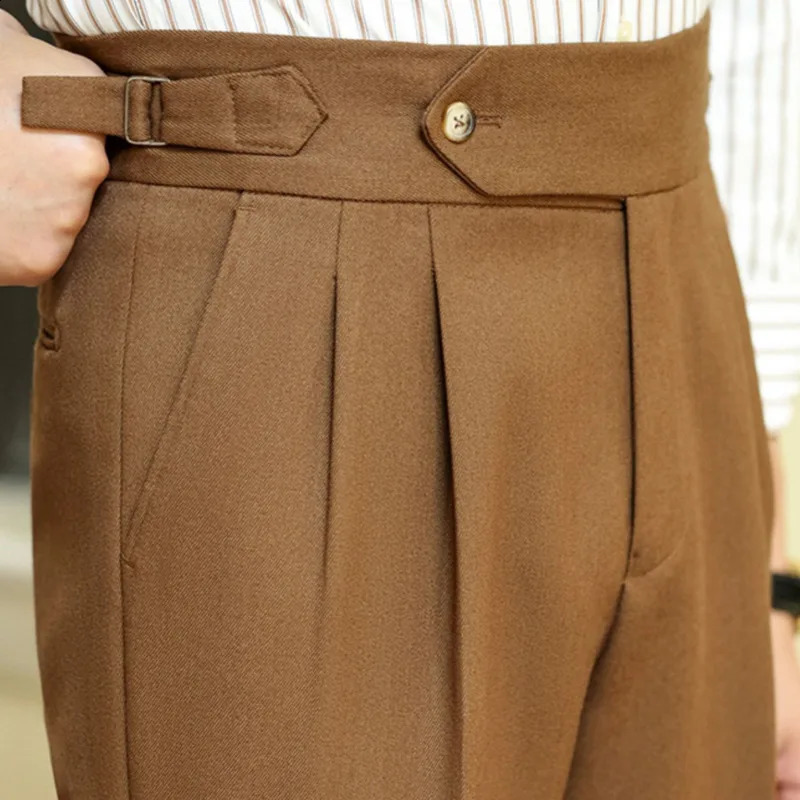 Italian retro mens business dress pants high waisted straight pants mens office mens casual pants Naples casual pants 240828